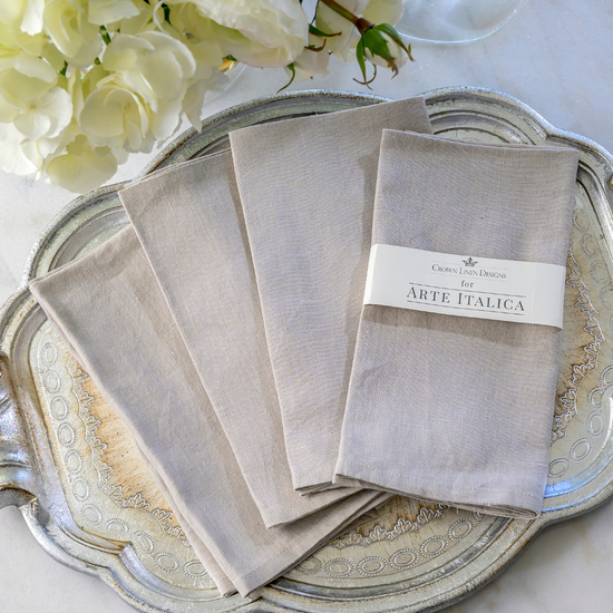 Arte Italica & Crown Linen Designs | Washed Linen Napkin Sets - Royal Blue