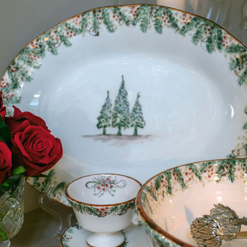 Arte Italica & Crown Linen Designs | Natale Oval Platter