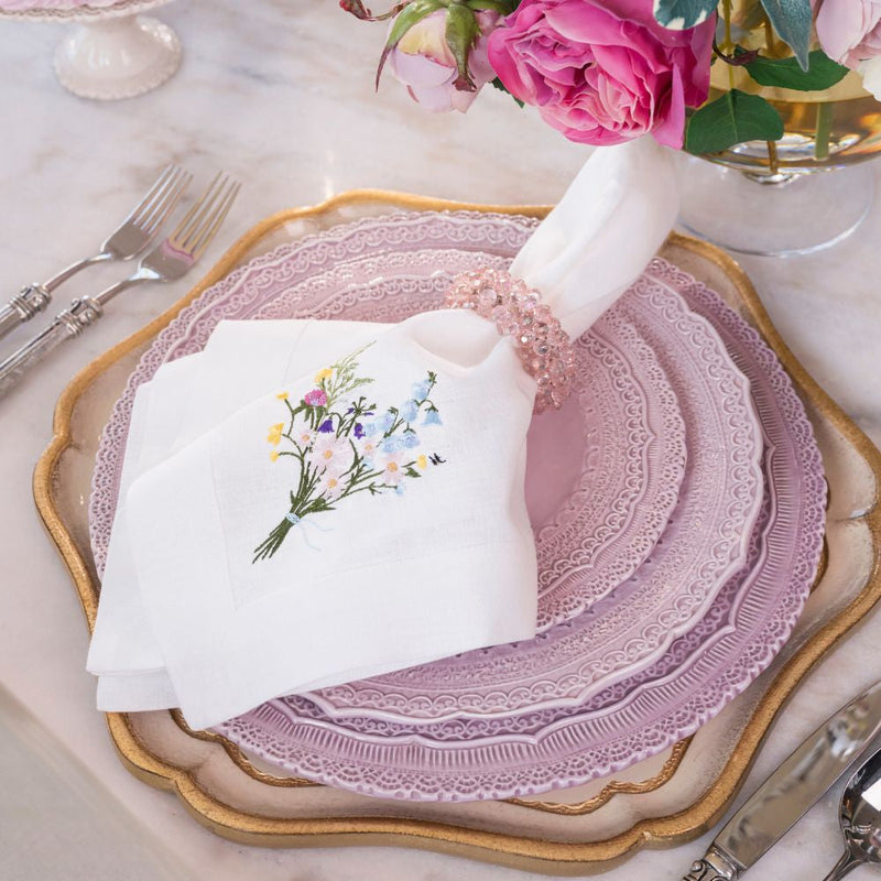 Arte Italica & Crown Linen Designs | Rialto Borghese Water/ Wine Glass - New: White with Gold