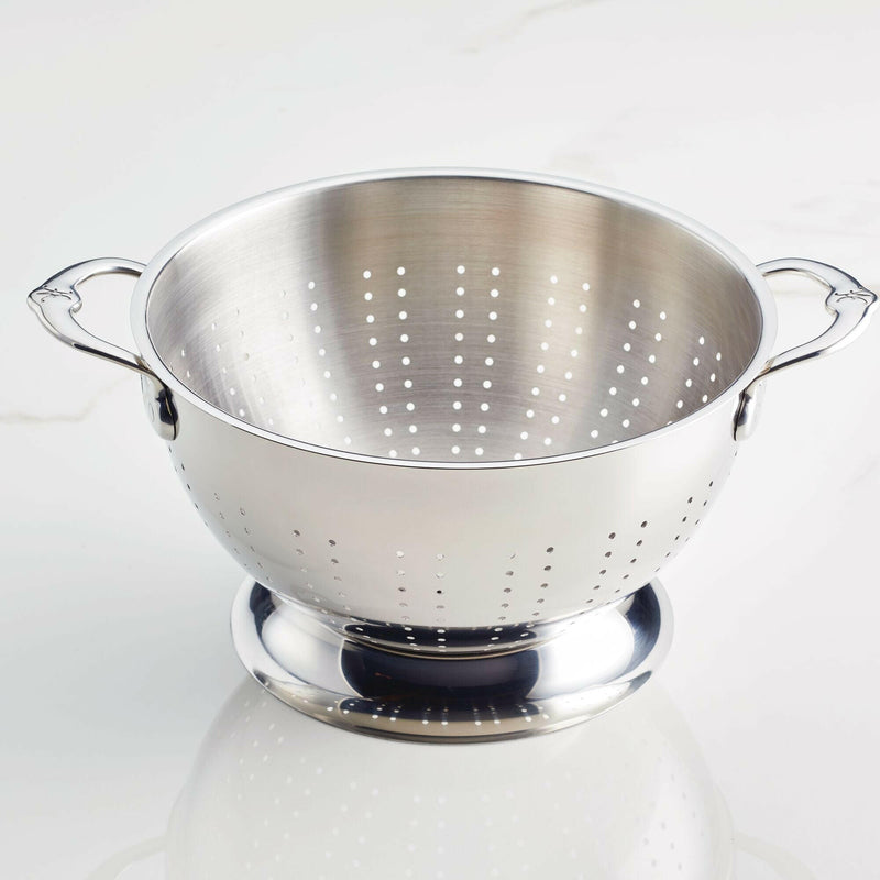 Hestan Provisions | Stainless Steel Colanders - 3 Quart, featuring ergonomic handles and flared rims for efficient straining; perfect for pasta, fruits, and vegetables.