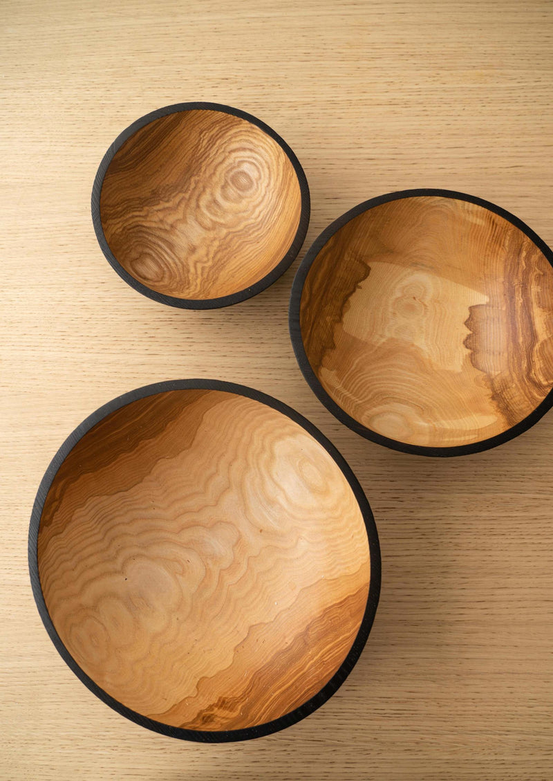 Creating Comfort Lab | Handmade Ukrainian Charred Wooden Salad Bowls: Small + Medium + Large