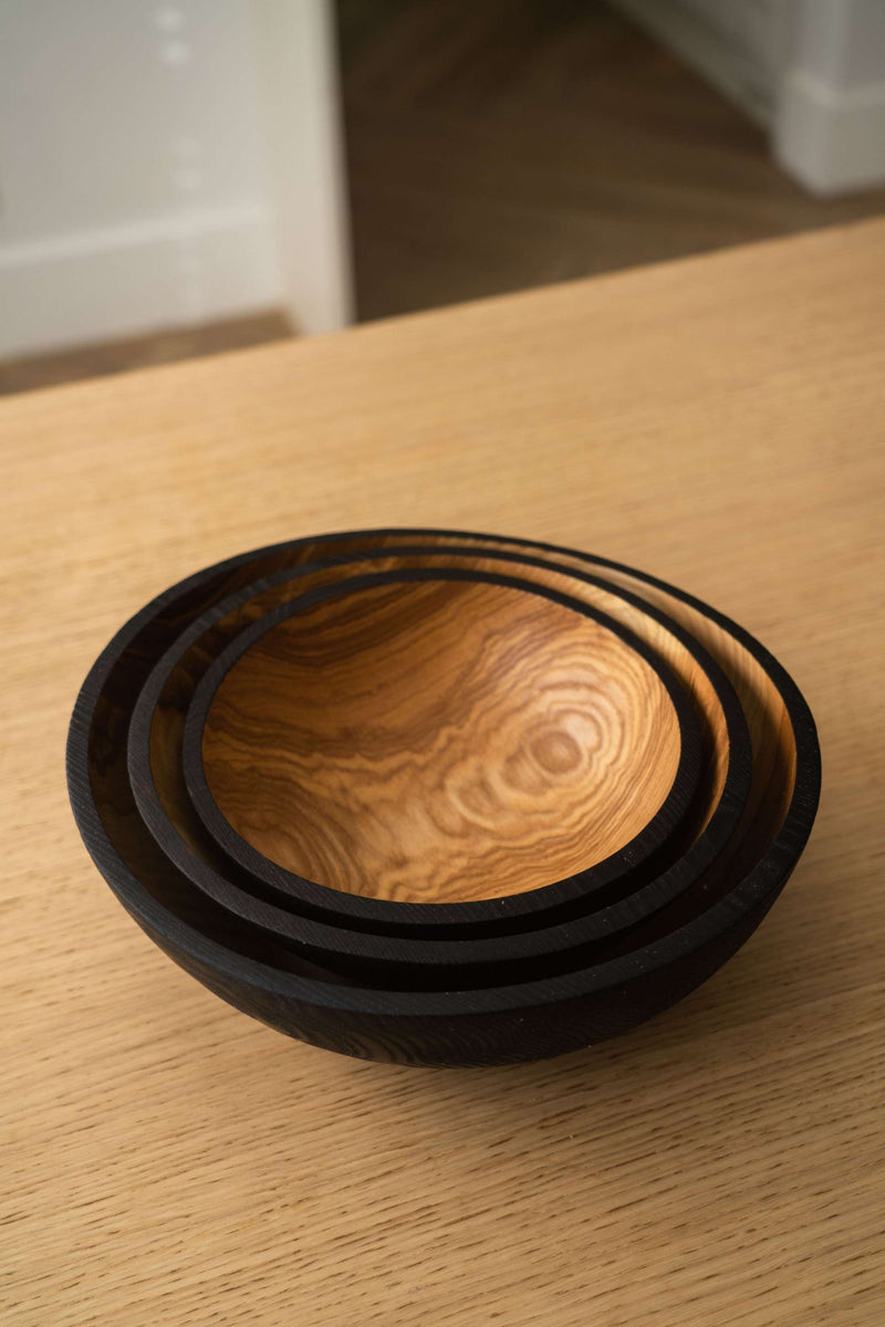 Creating Comfort Lab | Handmade Ukrainian Charred Wooden Salad Bowls, Large