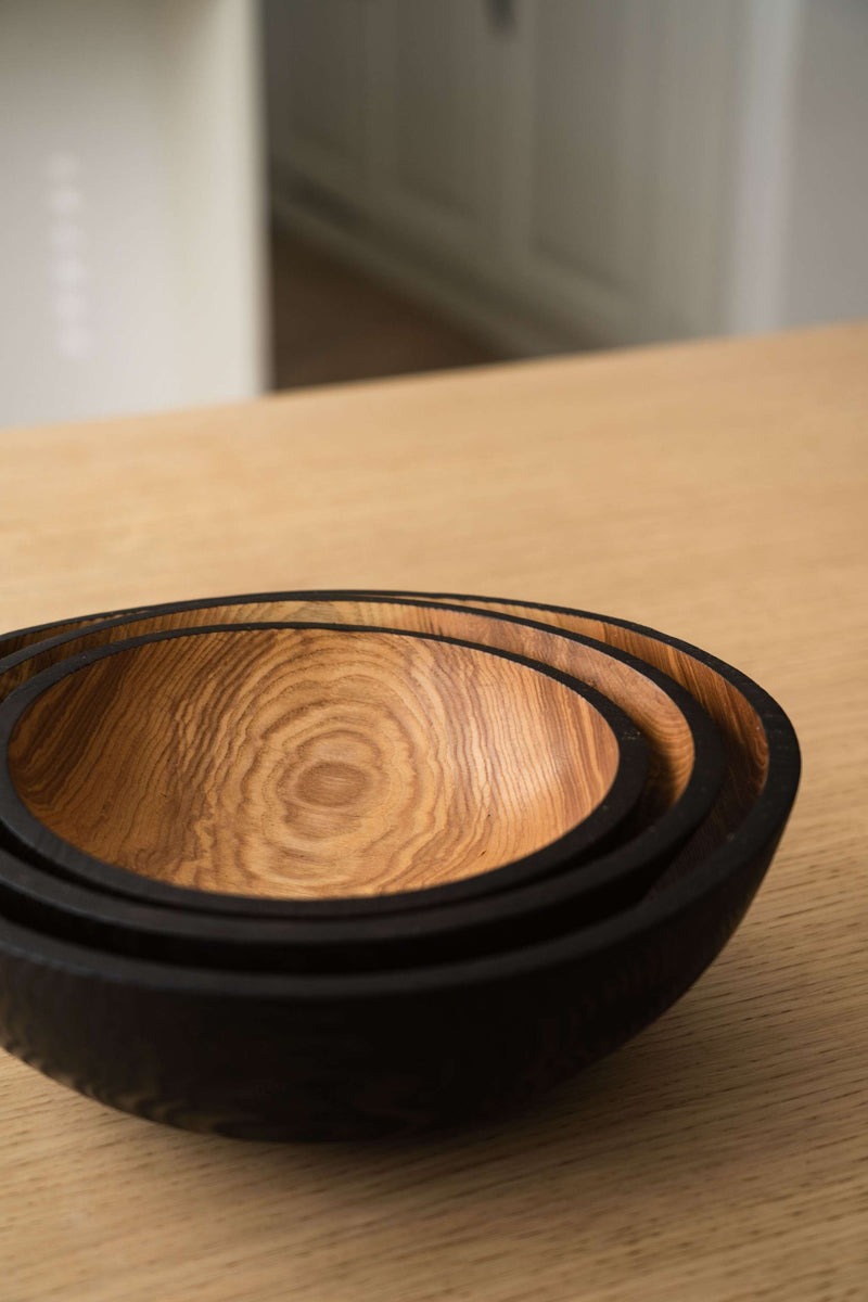 Creating Comfort Lab | Handmade Ukrainian Charred Wooden Salad Bowls, Medium
