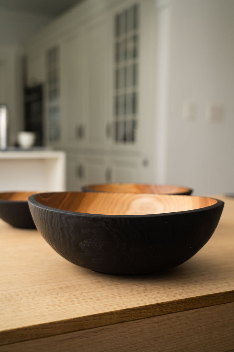 Creating Comfort Lab | Handmade Ukrainian Charred Wooden Salad Bowls, Large