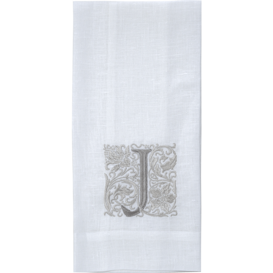 Arte Italica & Crown Linen Designs | Monogram Linen Towel, S, White with Taupe