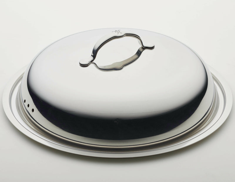 Hestan Provisions | Stainless Steel Lids - Dome - 14 with a polished dome and ergonomic handle, designed for versatile use in frying pans and saucepans.
