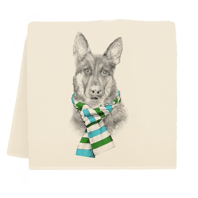 Eric & Christopher | German Shepherd with Scarf Tea Towel