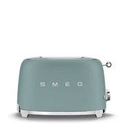 Smeg | 2 Slice Toaster - Jade, featuring a retro design with chrome trim, two wide slots, browning dial, and SMEG logo, ideal for stylish kitchens.
