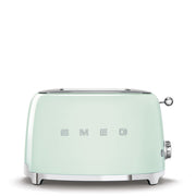 Smeg | Toaster - Pastel Green with retro design, chrome accents, two-slice capacity. Features include a browning-control dial, lever, and multiple toasting functions for versatile use.