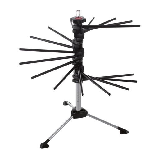Marcato | Tacapasta Pasta Drying Rack, Black with radiating arms on a three-legged base for efficiently drying fresh noodles, ideal for home pasta making.
