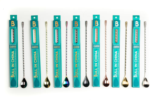 Bull in China | Teardrop Barspoons - Silver - featuring a twisted handle for grip and weighted end, ideal for professional and home bar use.