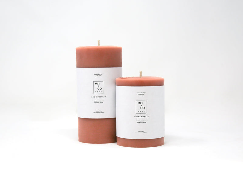 Mo&Co Home | Beeswax Pillar Candles | Terra Cotta: 3x6 Inch