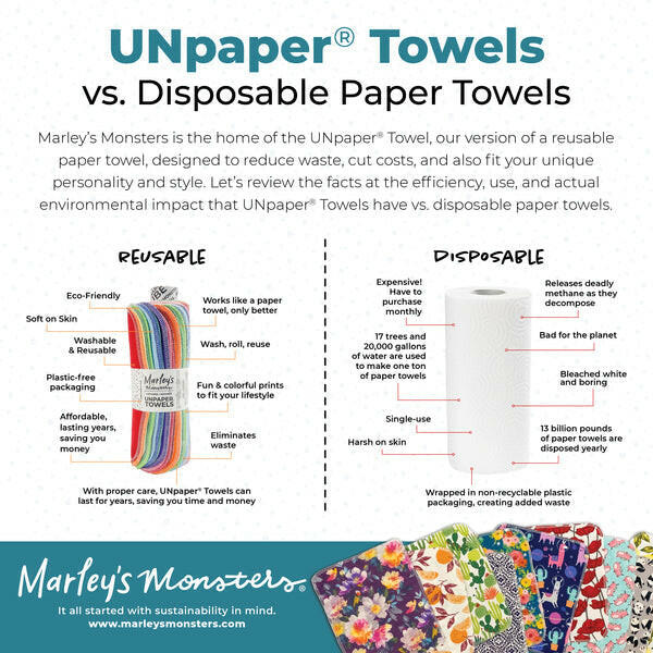 Marley's Monsters UNpaper® Towels - Vintage Oranges - 12 Pack, a sustainable, reusable cotton flannel alternative to paper towels for versatile household cleaning tasks.