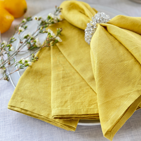 Arte Italica & Crown Linen Designs | Washed Linen Napkin Sets - Royal Blue