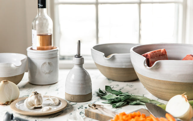 Farmhouse Pottery | Crafted Wooden Bowls, 15 Inch, White