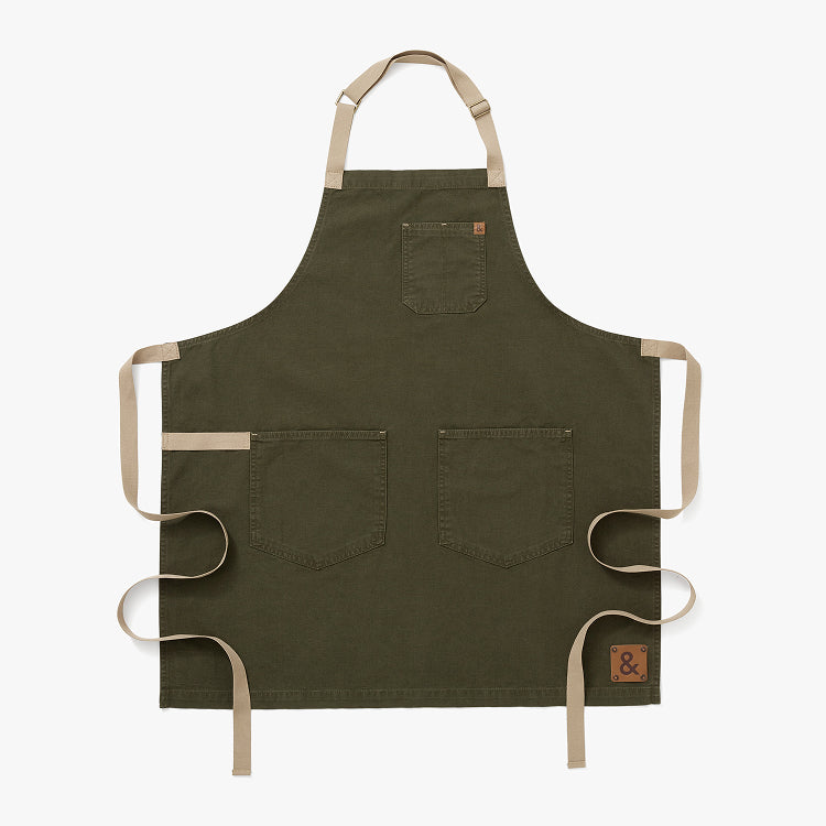 Hedley & Bennett Essential Apron, Vintage Wash Mosswood — front view