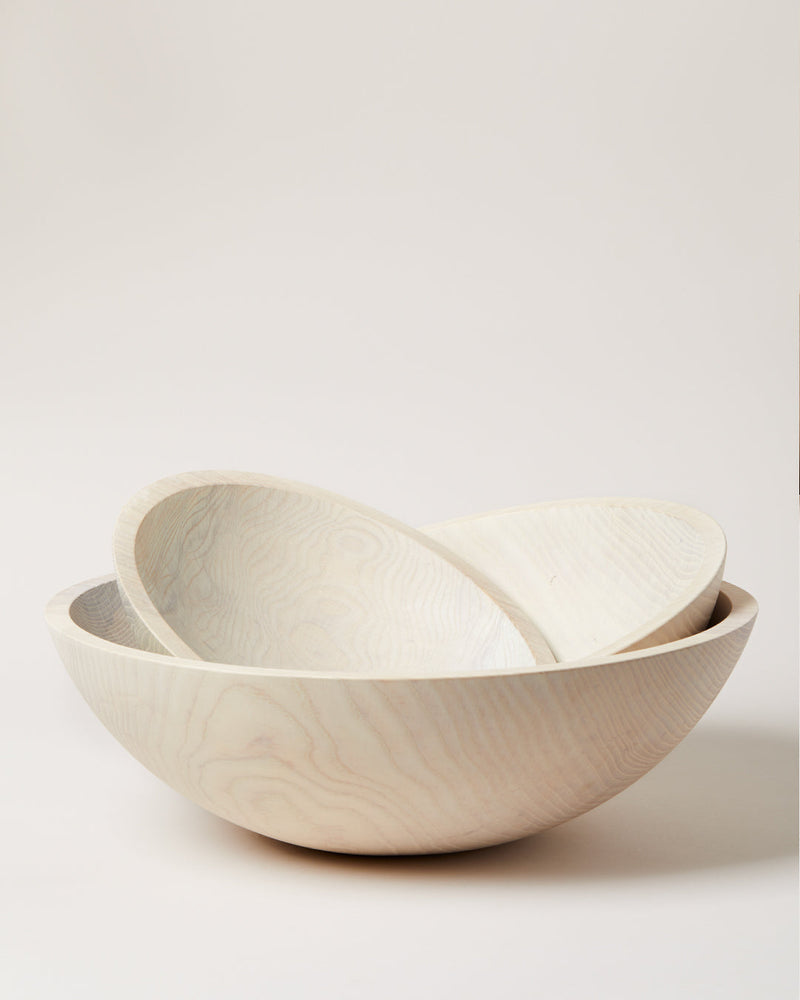 Farmhouse Pottery | Crafted Wooden Bowls, 12 Inch, White
