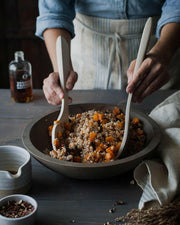 Farmhouse Pottery | Crafted Salad Servers - Natural: Handcrafted New England ash servers, elegantly designed for tossing and serving salads, showcasing artisanal craftsmanship for your dining table.