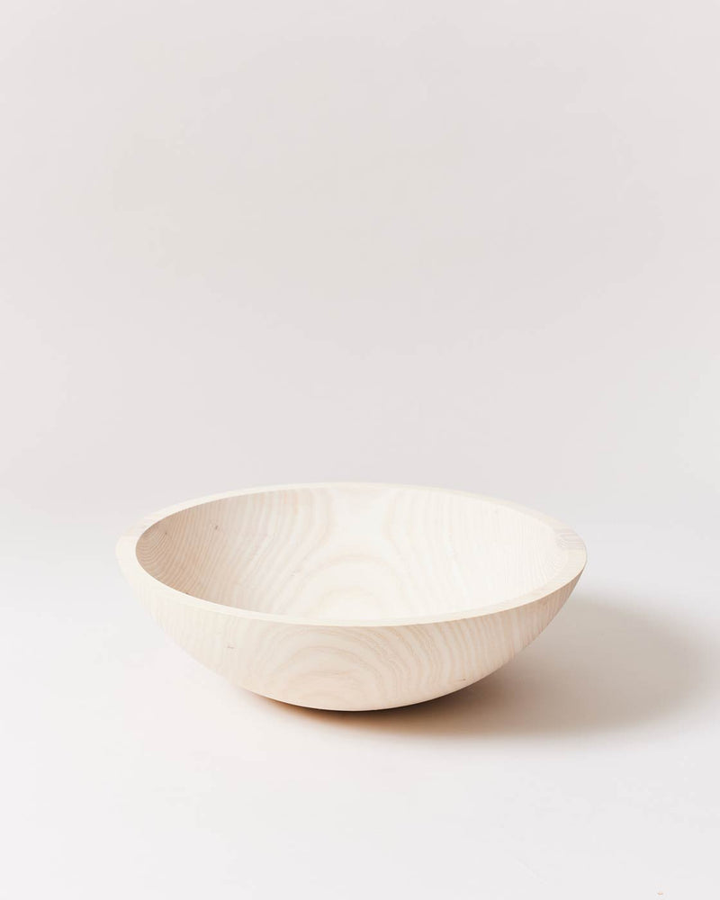 Farmhouse Pottery | Crafted Wooden Bowls - 15 Inches White, showcasing a simple, shallow design with visible wood grain, ideal for serving or decorative use.