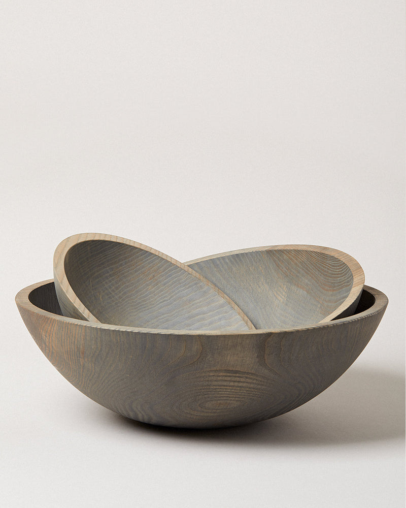 Farmhouse Pottery | Crafted Wooden Bowls, 17 Inch, Grey