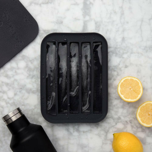 W&P | Peak Reusable Silicone Ice Trays - Charcoal: Sturdy tray makes 12 large cubes, easy to release, perfect for cocktails, kitchen use, and gifting.