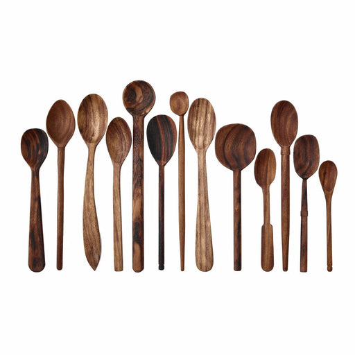 Sir|Madam Wooden Spoon, XLarge, hand-carved from beechwood, displays various spoon shapes, ideal for cooking and serving, showcasing craftsmanship and functionality from Athens Cooks.