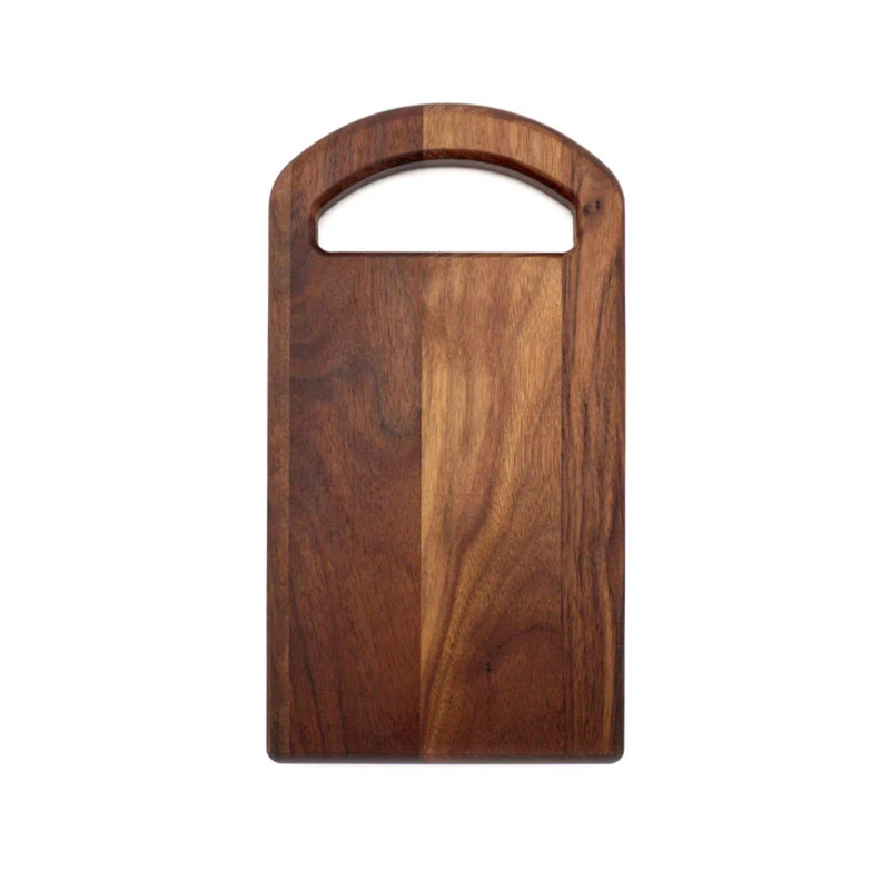 J.K. Adams | Walnut Serving Board with Oval Handle, perfect for serving 2-4 people, adds elegance and functionality to your dining experience at Athens Cooks.