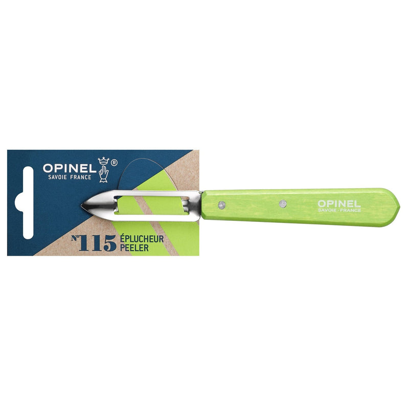 Opinel | Essential Stationary Peeler, Green, with a stainless-steel Y-shaped blade and ergonomic handle, ideal for efficient peeling.