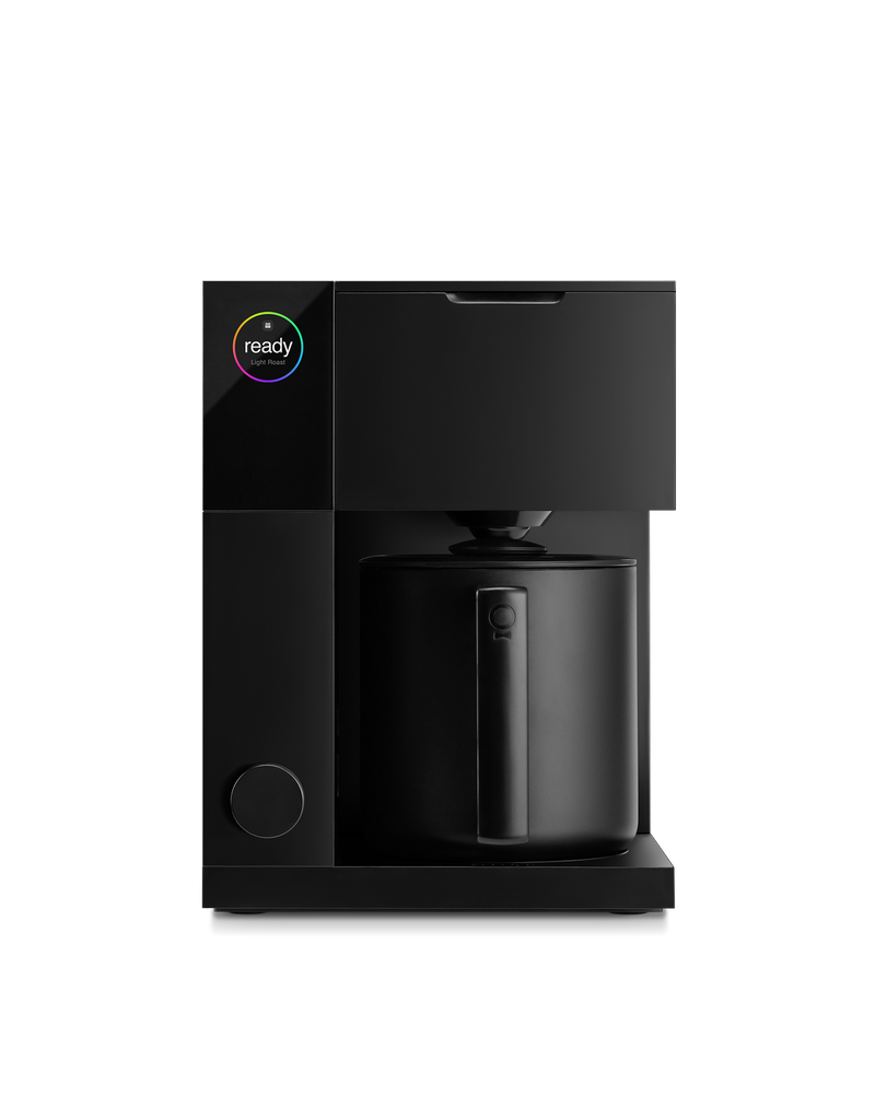 FELLOW | Aiden Precision Coffee Maker, Matte Black, features a minimalist design with a smart display and carafe, ideal for effortless pour-over-style brewing.
