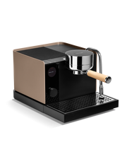 FELLOW | Espresso Series 1, Malted Chocolate + Maple, modern countertop espresso machine with portafilter, steam wand, digital display, offering professional-level home espresso precision.