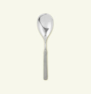 Italian Pewter Gabriella Flatware Wide Serving Spoon, showcasing elegant design with subtle architectural details, perfect for enhancing dining experiences.