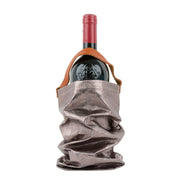 UASHMAMA | Wine Bag Carrying Totes with Cooler - Denim, stylish wine tote in washable paper and leather, perfect for gifting or chic transport of wine bottles.