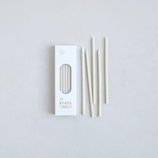 The Floral Society | Wishing Candles - Parchment: Set of 24 elegant 6 candles, ideal for enhancing everyday moments or special gatherings, available at Athens Cooks kitchen store.