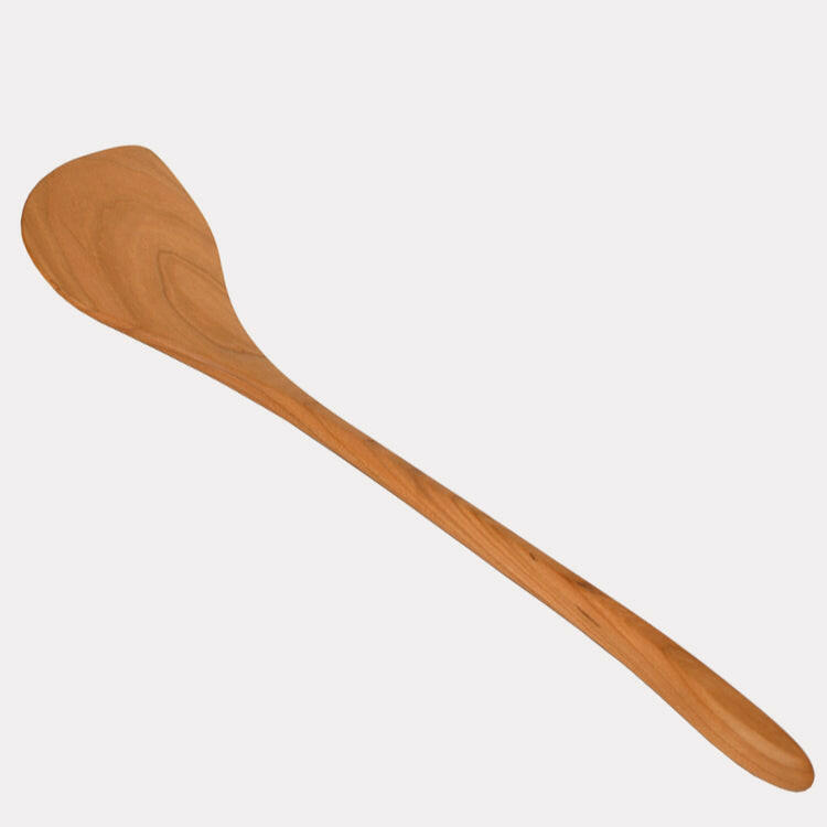 Jonathan's Spoon | Wok Tools - Blackened - Left Handed, 14-inch cherry wood utensil, designed for safe stir-frying with ergonomic long handle.