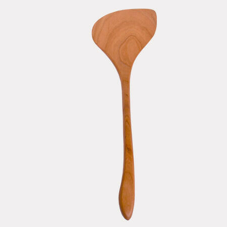 Jonathan's Spoon | Wok Tools - Blackened - Left Handed: A 14-inch cherry wood wok tool with a long handle, designed for safe and comfortable stir-frying.