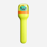 Zoku | Dino Kids Pocket Utensil Set features a yellow flashlight-like design with a cartoon monster, ideal for children's kitchen adventures.