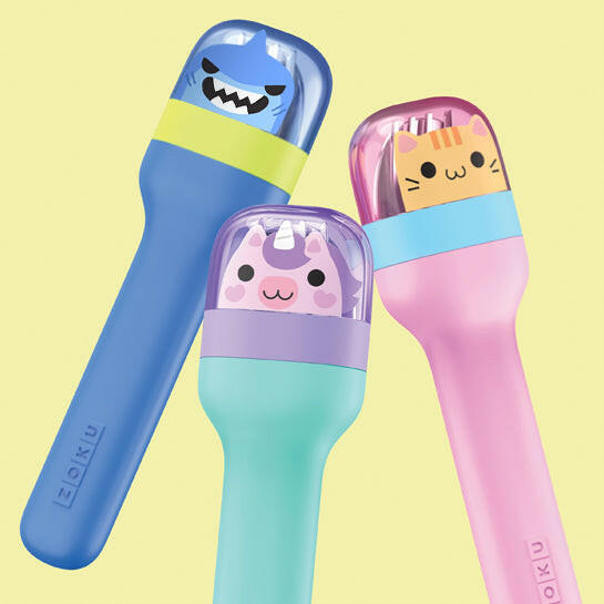 Zoku | Kids Pocket Utensils - Shark set includes stainless steel spoon, fork, and knife in a compact travel case, perfect for backpacks or lunchboxes.
