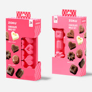 Zoku | Heart & Gem Chocolate Mold set featuring two boxes with 24 molds for crafting chocolates, candies, or soaps, ideal for creative kitchen projects.