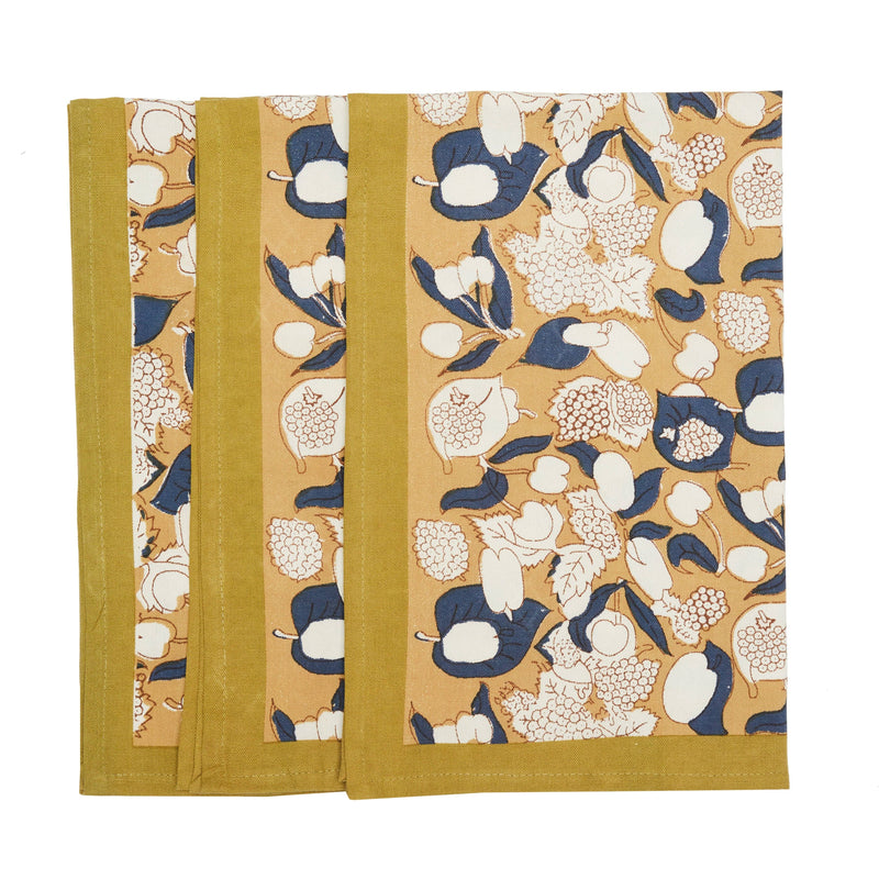 Couleur Nature - Forest Harvest Mustard & Blue Tea Towels - Set of 3
