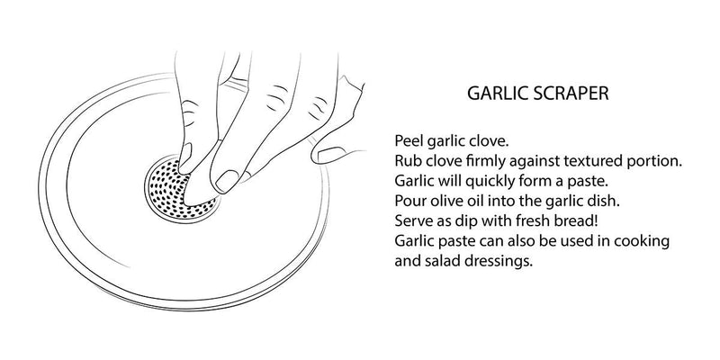 RachaelPots - Garlic Scraper: Light Blue, transforms garlic into puree effortlessly. Features a textured center, perfect for creating dips, spreads, and enhancing cooking. Handcrafted, microwave and dishwasher safe.