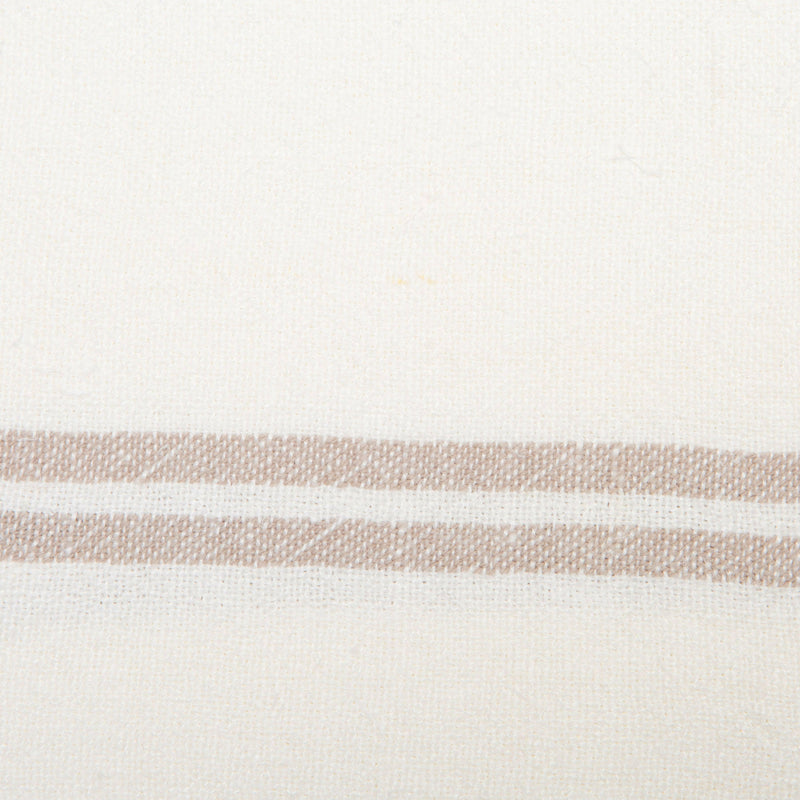 Caravan Home | Vintage Linen Ivory & Grey Towels featuring handmade Khadhi linen fabric with subtle light-tan stripes, ideal for enhancing rustic or modern dining settings.