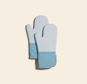 GIR | Oven Mitts - Slate: Pair of silicone and cotton terry oven mitts, providing heat protection and grip for safe handling of hot dishes.