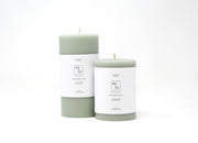 Mo&Co Home - 100% Beeswax Pillar Candles | Eucalyptus: 3x6 Inch, hand-poured, featuring white labels, ideal for eco-conscious home decor and celebrations.