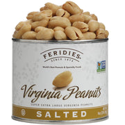 FERIDIES - 9 oz. Salted Virginia Peanuts canister, showcasing super extra large, lightly salted, roasted peanuts, ideal for cooking enthusiasts seeking quality snack options at Athens Cooks.