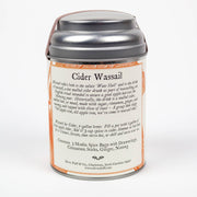 Oliver Pluff & Company - Cider Spices Wassail Kit, featuring a metal canister with muslin spice bags for brewing traditional hot mulled cider with cinnamon, ginger, and nutmeg.