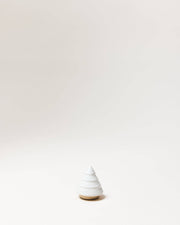 Farmhouse Pottery - Balsam Woodland Trees: Medium, a minimalist white stoneware tree figurine on a wooden base, perfect for year-round decor from Athens Cooks.