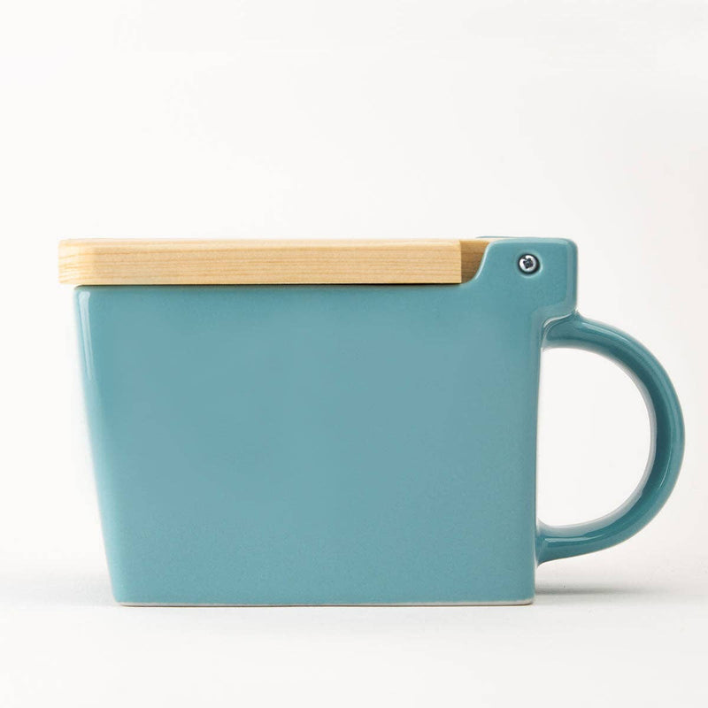 Zero Japan | Bee House Ceramic Salt Box With Wooden Lid & Dehumidifying Measuring Spoon, Ice Blue