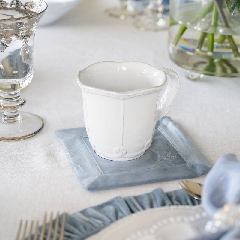 Arte Italica & Crown Linen Designs | Bella Bianca Beaded Mug