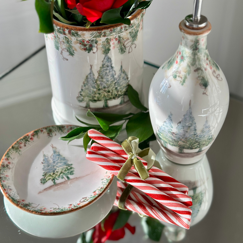 Arte Italica & Crown Linen Designs | Natale Christmas Bread & Canapé Plate