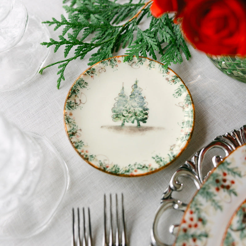 Arte Italica & Crown Linen Designs | Natale Christmas Bread & Canapé Plate